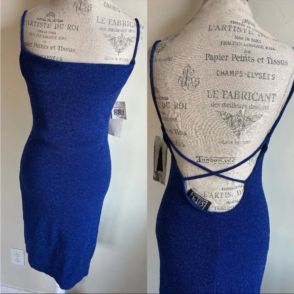 City Triangles Dresses & Skirts - Vintage Y2K City Triangles Blue Glitter Midi Dress M Whimsigoth Fairy USA NWT